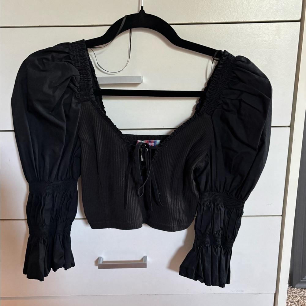 Urban Outfitters Black Smocked Blouse